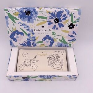 Kate Spade Boxed Madison Perforated Large Slim Bifold Wallet Meringue